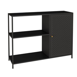 Armoire étagère 75 x 100 x 30 cm meuble de rangement métallique noir mat 03_0008919