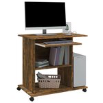 vidaXL Bureau d'ordinateur Chêne fumé 80x50x75 cm Bois d'ingénierie