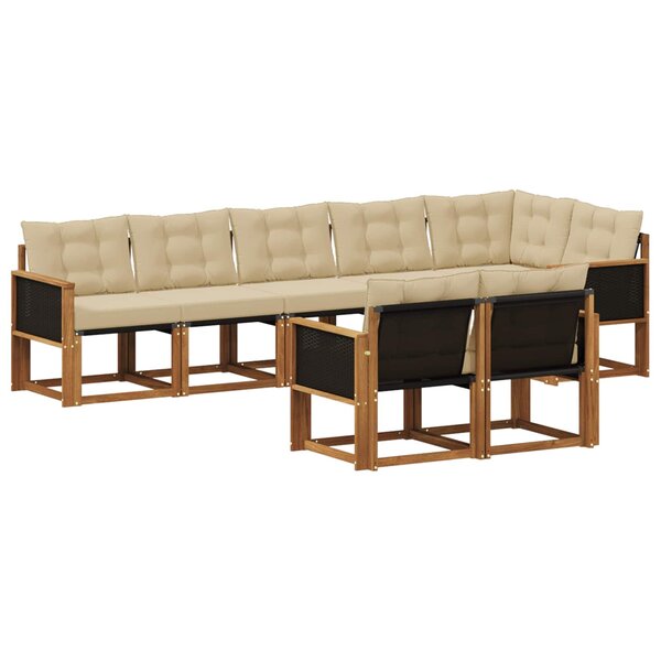 vidaXL Ensemble de canapés d'extérieur 8 pc Naturel et Beige