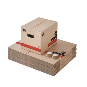 Pack and Move- Lot 30 Cartons Déménagement Livres Premium - 40 X 30 X 30 Cm - Extrême Résistance 30 KG - Double Épaisseur - 2 Adhésifs Offerts