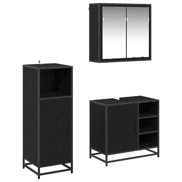 vidaXL Ensemble de mobilier de salle de bain 3 Pièces Chêne noir
