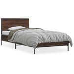 vidaXL Cadre de lit chêne marron 90x190 cm bois d'ingénierie et métal