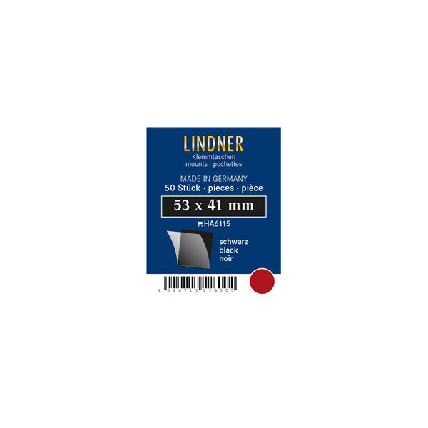 Pochettes simple soudure 53 x 41 mm pour timbres type Tableau horizontal. Fond - Noir