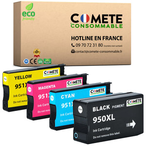 950XL 951XL - 4 Cartouches d'encre Compatibles pour HP 950 951 XL - COMETE