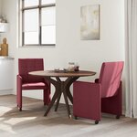 vidaXL Chaises de Salle à Manger avec Roues 2 Pièces Rouge bordeaux