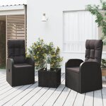 vidaXL Ensemble de salon de jardin 3 Pièces noir poly rotin et acier