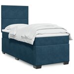 vidaXL Sommier à lattes de lit avec matelas bleu 90x200 cm velours