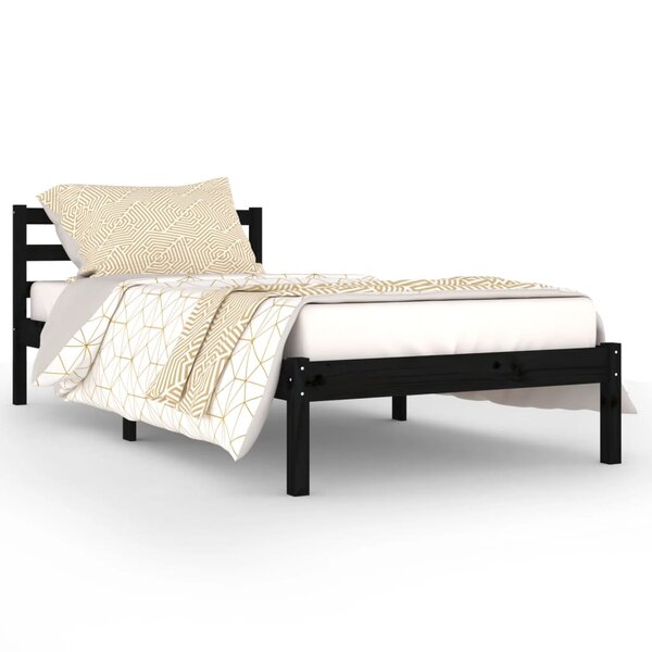 vidaXL Cadre de lit sans matelas bois de pin massif 90x200 cm noir