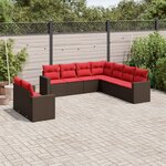 vidaXL Salon de jardin avec coussins 9 Pièces marron résine tressée