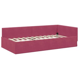 vidaXL Cadre de lit d'angle Autre Rouge bordeaux 90 x 200 cm