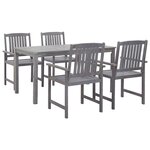 vidaXL Ensemble à manger d'extérieur 5 Pièces Gris Bois d'acacia solide