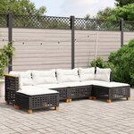 vidaXL Salon de jardin 6 Pièces avec coussins noir résine tressée