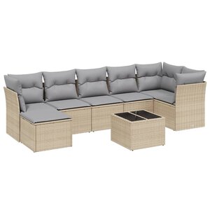 vidaXL Salon de jardin avec coussins 8Pièces mélange beige résine tressée