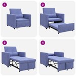vidaXL Fauteuil 3 en 1 en denim bleu