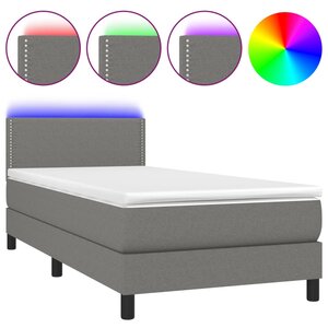 vidaXL Sommier à lattes de lit avec matelas et LED Gris foncé 90x200cm