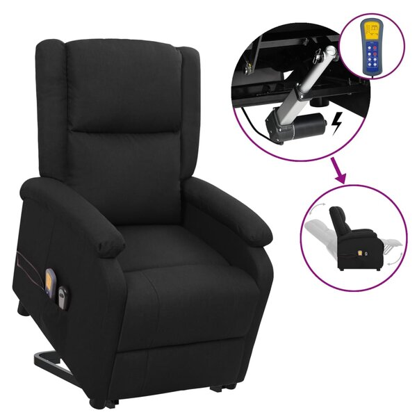 vidaXL Fauteuil de massage Noir Tissu