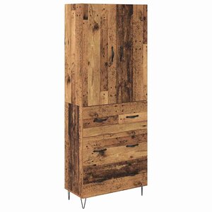 vidaXL Haut Armoire 2 Pièces Bois ancien Bois d'ingénierie et verre