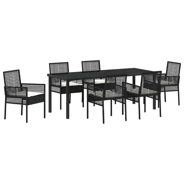vidaXL Ensemble de salle à manger pour jardin 7 Pièces Noir polyrotin