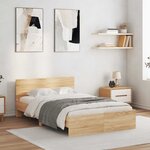 vidaXL Cadre de lit avec tête de lit et LED chêne sonoma 120x200 cm