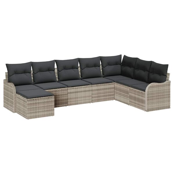 vidaXL Ensemble de canapé de jardin 8 Pièces Gris clair Poly rotin