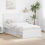 vidaXL Cadre de lit Blanc 75 x 190 cm Bois d'ingénierie