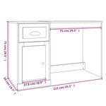 Bureau table poste de travail meuble d'ordinateur informatique étude avec tiroir chêne sonoma 115 x 50 x 75 cm bois d'ingénierie brun 02_0023449