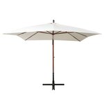 vidaXL Parasol 300 x 300 cm Poteau en bois Blanc