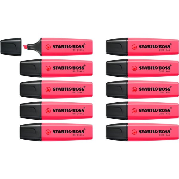 Surligneur BOSS ORIGINAL Rechargeable pointe Biseautée 2-5 mm Rose x 10 STABILO