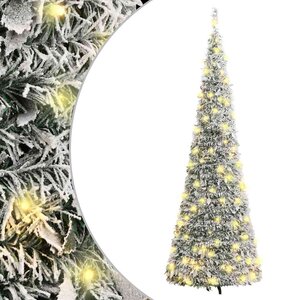 vidaXL Sapin de Noël artificiel escamotable avec neige floquée 150 LED