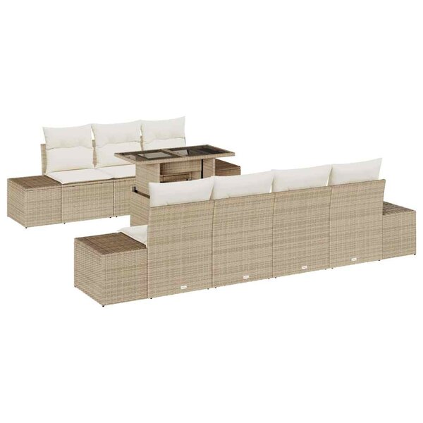 vidaXL Ensemble de canapé de jardin avec coussin 8 Pièces Beige et crème