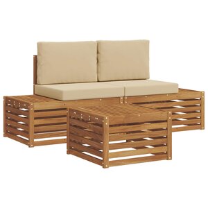 vidaXL Ensemble de canapés d'extérieur avec coussin Naturel et Beige
