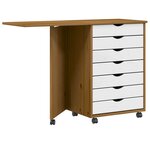 vidaXL Armoire roulante avec bureau MOSS marron miel bois de pin
