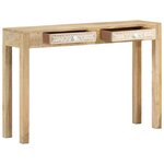 vidaXL Table console 110x30x75 cm bois de manguier massif blanchi