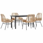 vidaXL Ensemble à manger jardin coussins 5Pièces marron poly rotin verre