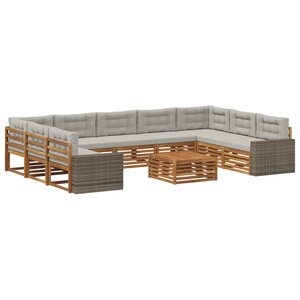 vidaXL Ensemble de canapés d'extérieur 10 Pièces Naturel et gris clair