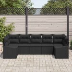 vidaXL Ensemble de salle à manger pour jardin avec coussin 7 Pièces Noir
