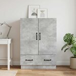 vidaXL Buffet Gris béton 66 x 34 5 x 92 cm Bois d'ingénierie