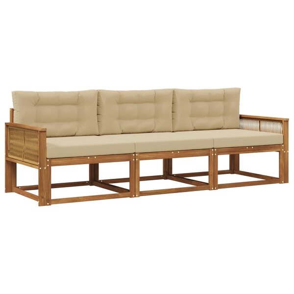 vidaXL Ensemble de canapés d'extérieur 3 pc Naturel et Beige