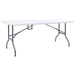 vidaXL Table pliable de jardin avec 2 bancs 180 cm Acier et PEHD Blanc