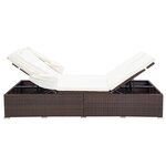 vidaXL Transat à 2 places avec coussin Résine tressée Marron