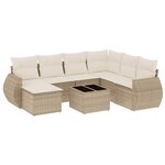 vidaXL Salon de jardin avec coussins 8 Pièces beige résine tressée