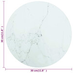 vidaXL Dessus de table blanc Ø30x0 8cm verre trempé avec design marbre