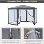 Tonnelle barnum tente de réception hexagonale 10 m² style cosy métal polyester imperméabilisé surface env. 10 m² gris