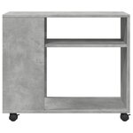 vidaXL Table d'appoint avec roues gris béton bois d'ingénierie