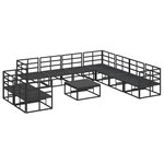 vidaXL Ensemble de canapé de jardin 10 Pièces Noir 70 x 70 x 32 cm