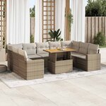 vidaXL Salon de jardin avec coussins 10 Pièces beige résine tressée
