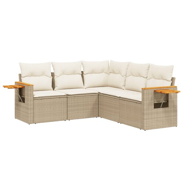vidaXL Salon de jardin avec coussins 5 Pièces beige résine tressée