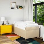 vidaXL Sommier à lattes de lit avec matelas Crème 90x200 cm Tissu