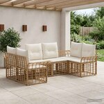 vidaXL Ensemble de canapés d'extérieur 6 Pièces Blanc Naturel et Crème