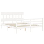 vidaXL Cadre de lit avec tête de lit blanc King Size bois massif